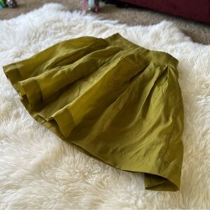 Fei by Anthropologie 100% Silk Bright Olive Green Women's Skirt